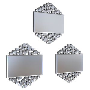 Dekoarte - conjunto de 3 espelhos decorativos diamond hex 30x26 cm