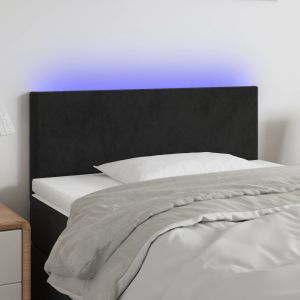 Cabeceira de cama c/ luzes LED veludo 80x5x78/88 cm preto ptob9414