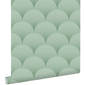 Estahome papel de parede motivo art deco verde acinzentado 50 x 900 cm