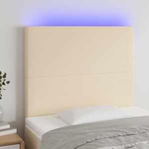 Cabeceira de cama c/ LED tecido 80x5x118/128cm crème