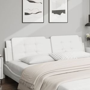 Almofadão de cabeceira 200 cm couro artificial branco ptob3533