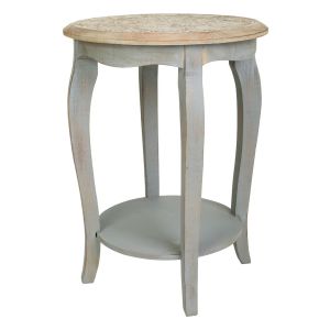 Mesa lateral em madeira cinzenta artesanal 45x45x60 cm (altura)