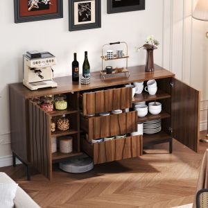 Aparador com 3 gavetas castanho escuro 80x150x40cm
