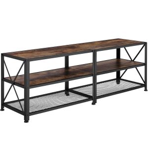 Mueble bajo para televisor, madeira industrial oscura, rústica