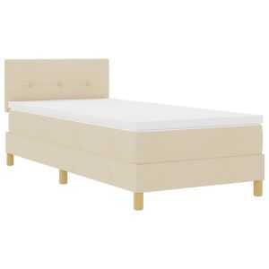 vidaXL cama box spring con colchón con colchón crema 100 x 200 cm tela