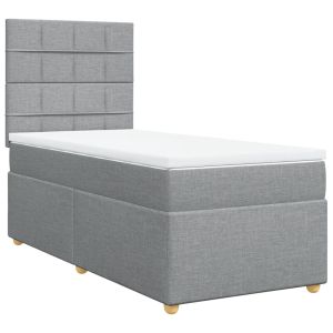 vidaXL cama box spring con colchón tela gris claro 80x200 cm