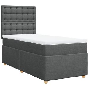 vidaXL cama box spring con colchón tela gris oscuro 90x190 cm