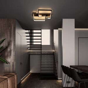Nettlife lâmpada teto LED 35w preta lâmpada para sala  estar regulável com