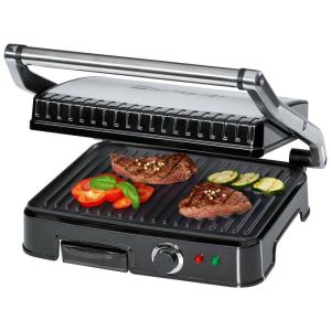 Grelhador de mesa multi-usos de dupla face em clatronic kg 3487 prata negra