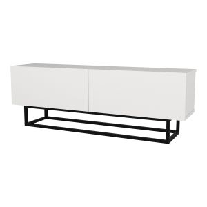 Mesa baixa para tv nolven 2 portas base curta 135x32x47 cm branco [en.casa]