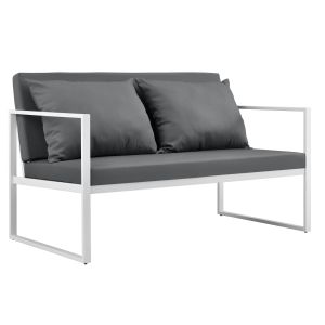 [casa.pro] sofá de jardim exterior com almofada 70 x 114 x 60 cm - branco
