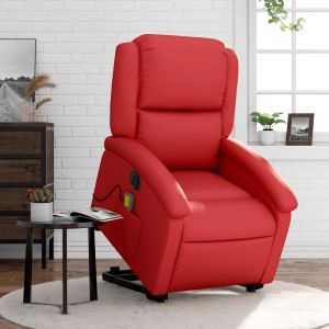 Poltrona reclinável elevatória elétrica couro artif. Vermelho ewg3132
