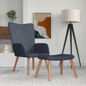 Cadeira de descanso com banco veludo cinzento-escuro ewg9493