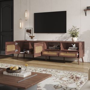 Móvel de tv 2 portas 2 gavetas castanho 49,5x200x37cm