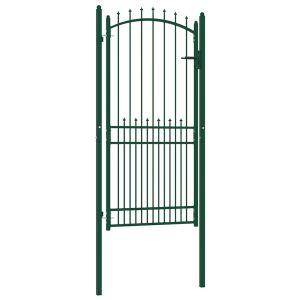 vidaXL puerta de valla emmen con pinchos de acero, 104x147 cm, verde