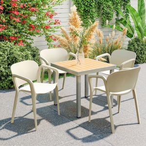 Cadeira jardim empilhável branca plástico 60x56x75cm