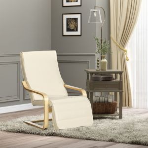 Cadeira relax balanço reclinável 66,5x94x100cm madeira creme branco