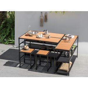 Conjunto de bar de jardim 2 lugares avetrana metal castanho/preto