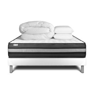 Pacote de cama completo - colchão 200x200 cm + estrado de molas com ripas (