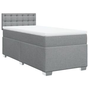 vidaXL cama box spring con colchón tela gris claro 80x200 cm