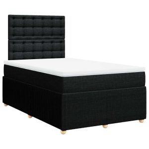 vidaXL cama box spring con colchón tela negro 120x200 cm