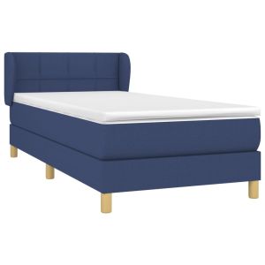 vidaXL cama box spring con colchón tela azul 90x200 cm