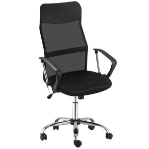 Cadeira de escritório PVC preto 57x56x(114-124) cm