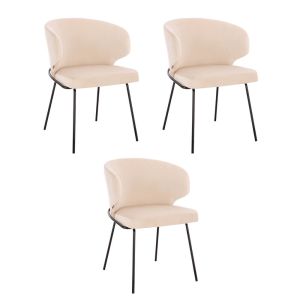 Silla de comedor de terciopelo amara - lote de 3 beige