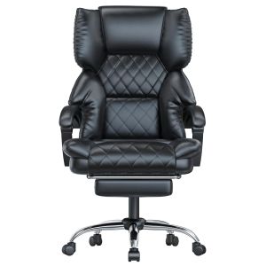 Cadeira de escritório ergonómica com apoio para os pés h02, preta