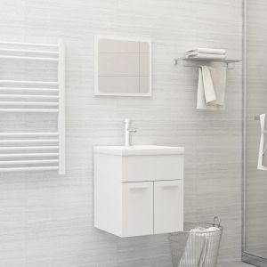 2 pcs conj. Móveis de casa de banho derivados de madeira branco