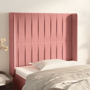 Cabeceira de cama c/ abas veludo 93x16x118/128 cm rosa ptob2864