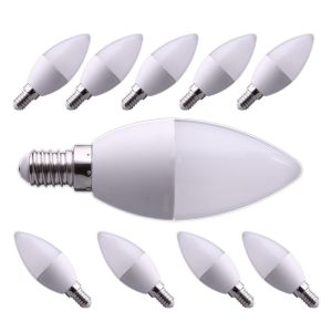 10x LED bulb e14, tipo vela, c37 de 7w, cold white 6000k
