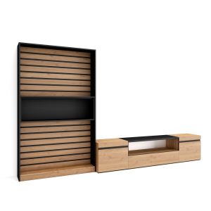 Conjunto de móveis tv, 310x35x186cm, carvalho e preto rf2854