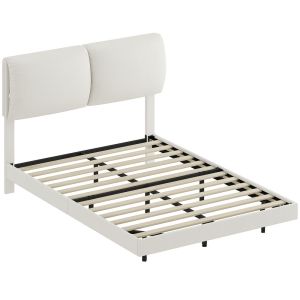 Estrutura de cama 141x194x106,5 cm tecido tecnológico, metal color beige