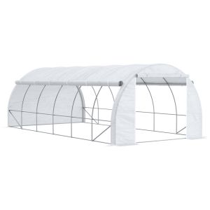 Estufa tipo túnel 6x3x2m pe e aço galvanizado color blanco Outsunny