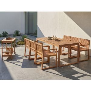 Conjunto de refeição madeira de acácia certificada castanho sassari ii