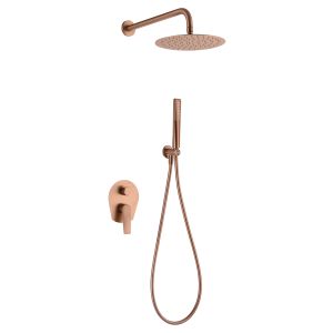 Conjunto de duche embutido em ouro rosa aço e latão ø25