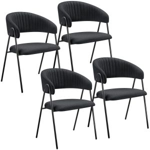 4 cadeiras de sala de jantar de tejido acolchoado 60 x 58 x 85 cm preto