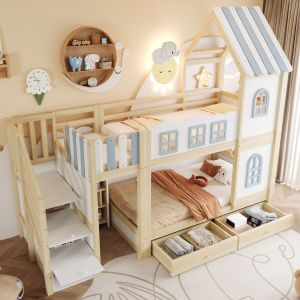 Beliche casinha 90x200cm com arrumação madeira – branco
