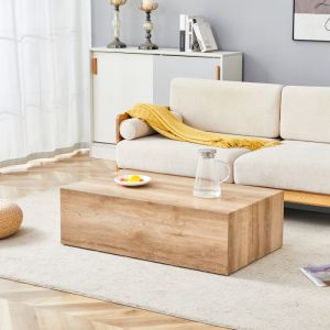 Mesa de centro retangular luxo madeira clara 30x90x50cm