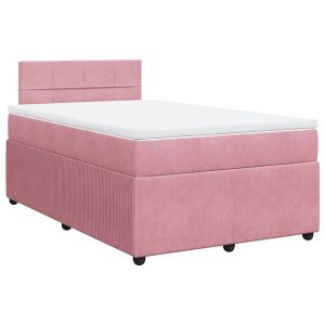 vidaXL cama box spring con colchón terciopelo rosa 120x200 cm