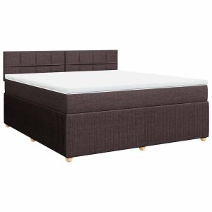 vidaXL cama box spring con colchón tela marrón oscuro 180x200 cm