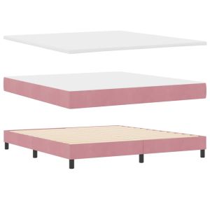 vidaXL cama tipo box spring con cabecera rosa 180 x 200 cm terciopelo