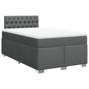 vidaXL cama box spring con colchón tela gris oscuro 120x200 cm