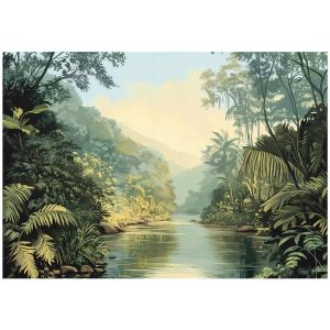 Papel de parede verde selva natureza 300x210 fotomurais sala de estar