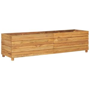 Arriate de teca reciclada y acero 150x40x38 cm