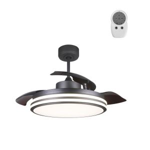 Ventoinha de teto com luz LED garin com lâminas retráteis preto ø107