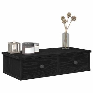 Prateleira parede c/ gavetas 60x28x15 cm deriv. Madeira preto