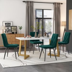 Conjunto mesa de jantar retangular em mdf verde com 4 cadeiras