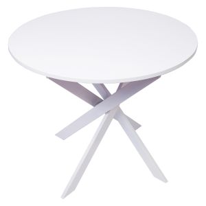 Mesa de jantar redonda, 90x90x77cm, branco, pés branco